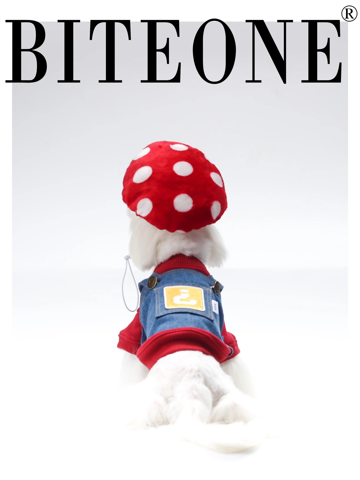 BITEONE: Gaming Fun - 320g Cotton Hoodie, Denim Overall, Mushroom Hat for Pets