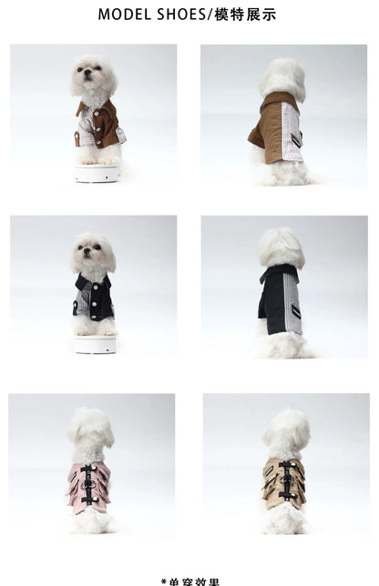 BITEONE Ropa de trabajo para mascotas de inspiración japonesa: combinación de camisa + chaleco de otoño/invierno